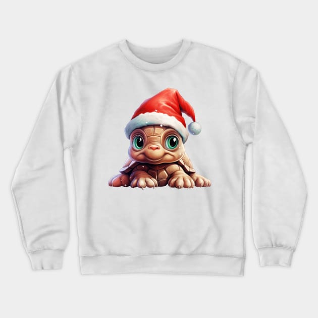 Christmas Peeking Baby Turtle Crewneck Sweatshirt by Chromatic Fusion Studio